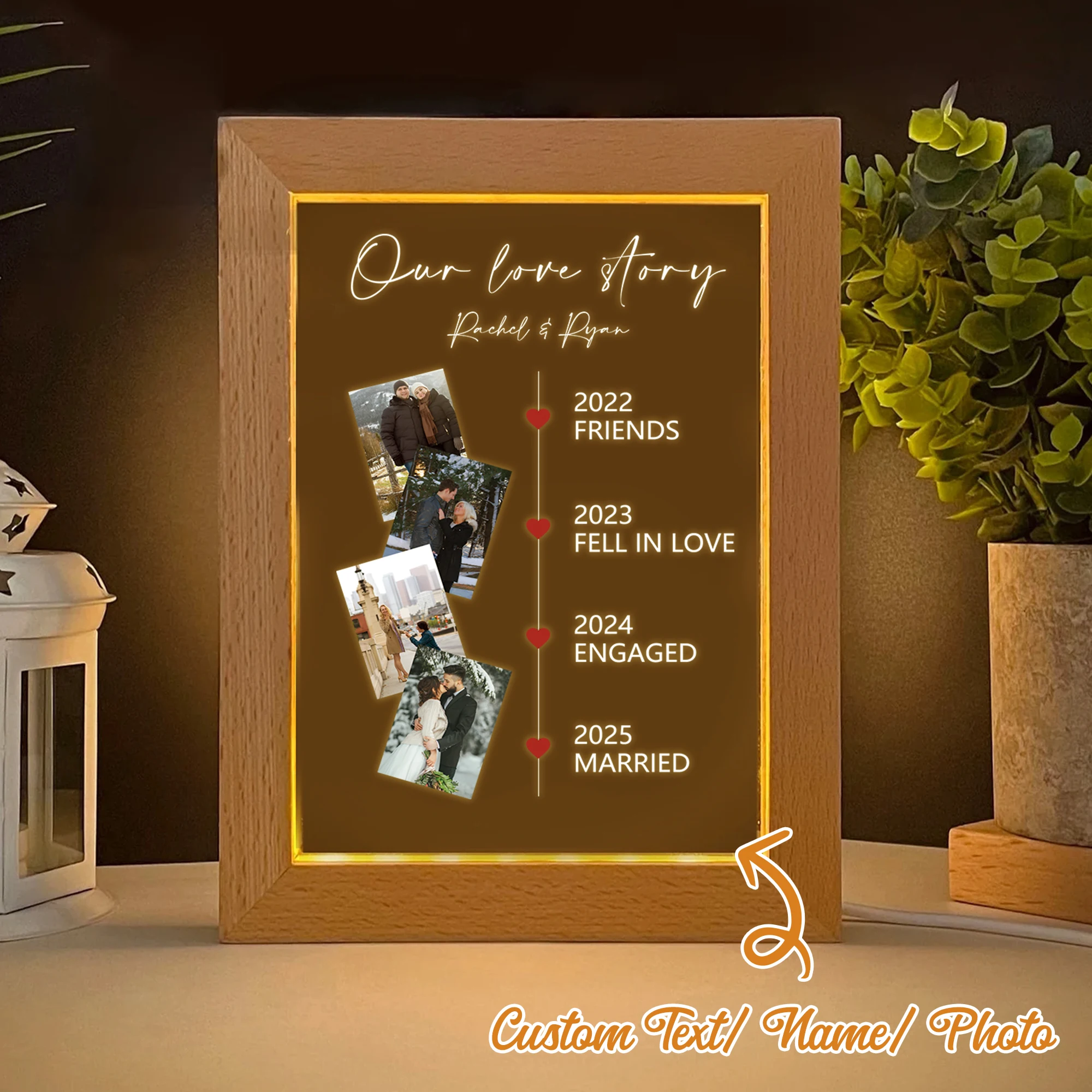

Couple Story Customized Name LED Night View Photo Frame Personalized Gifts Family Living Room Bedroom DiningRoom Home Decoration
