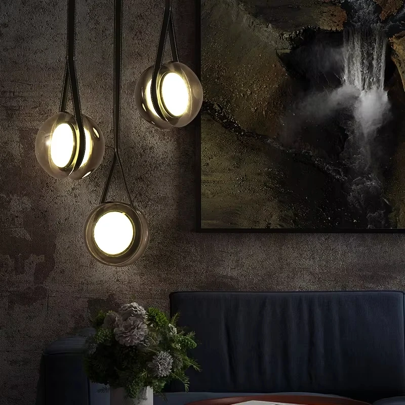

Nordic Glass Led Chandelier Designer Bedside Pendant Lights for Bedroom Kitchen Facility Loft Staircase Light Fixture