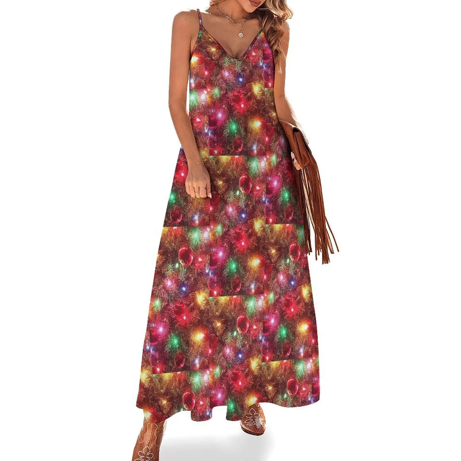 

Christmas Lights Sleeveless Long Dress beach dress Woman clothing summer dress women 2025