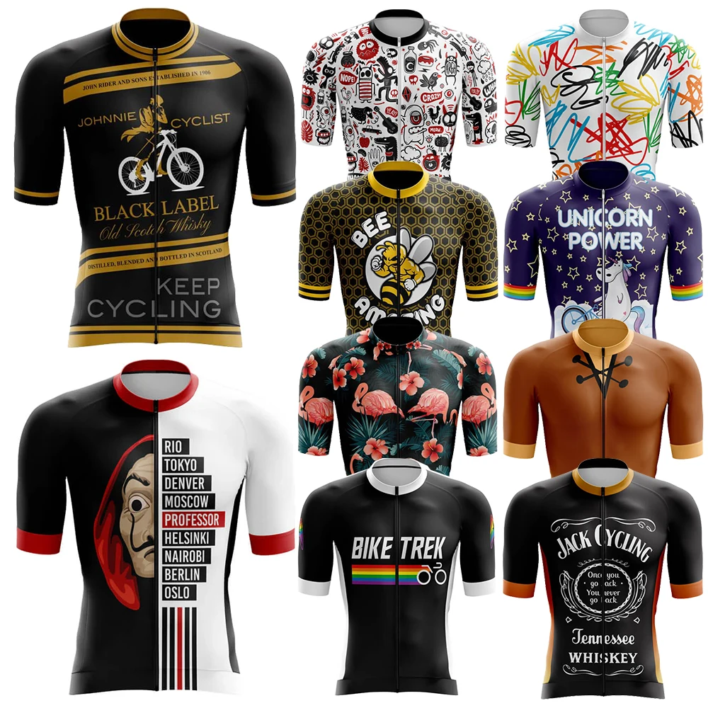 Camisa de ciclismo de quadrinhos para homens, manga curta respirável, shorts, almofada de gel 20D durável, roupas de bicicleta de montanha, novo, V1