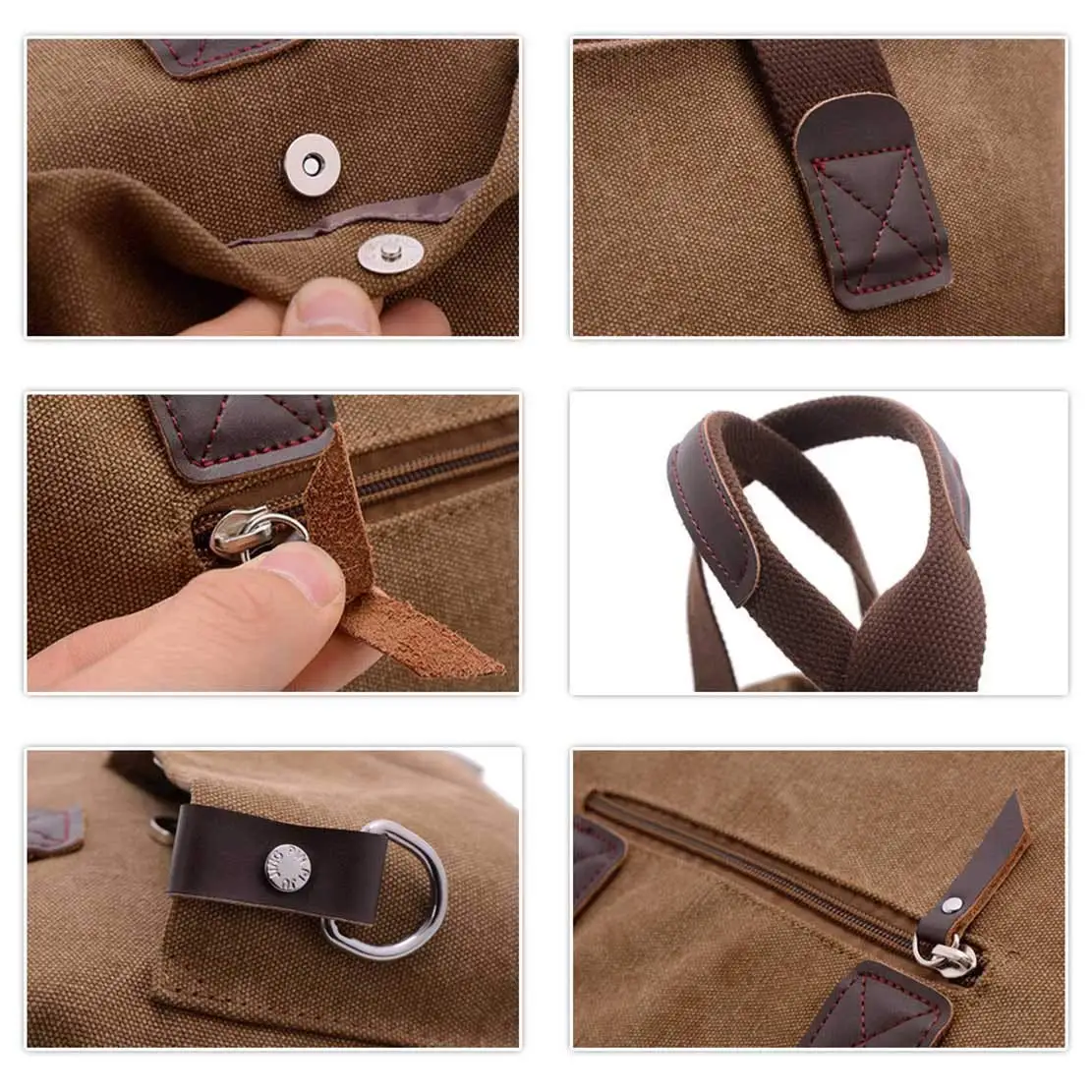 Canvas herenhandtas 14-inch laptopaktentas Vintage effen kleur schoudertas Grote capaciteit Business Retro Messenger Bags