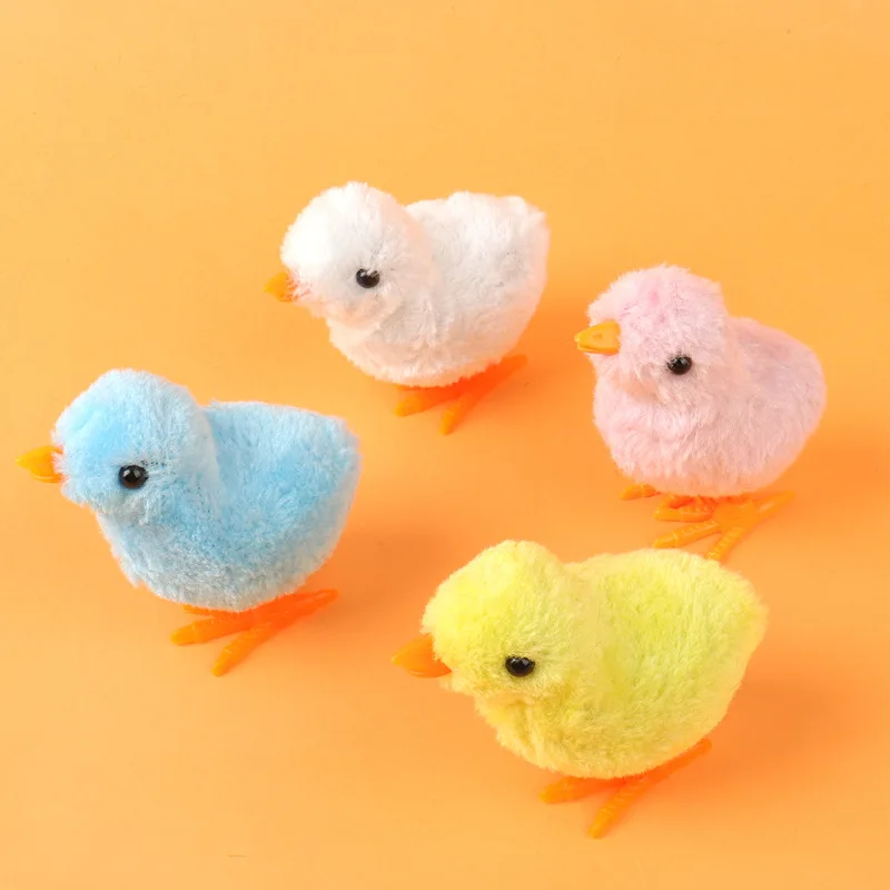 1PC Children's Plush Chicken Winding Toy Simulate Nodding Jumping Yellow Chick Baby's Grip Color Recognition Baby Toddler Toys