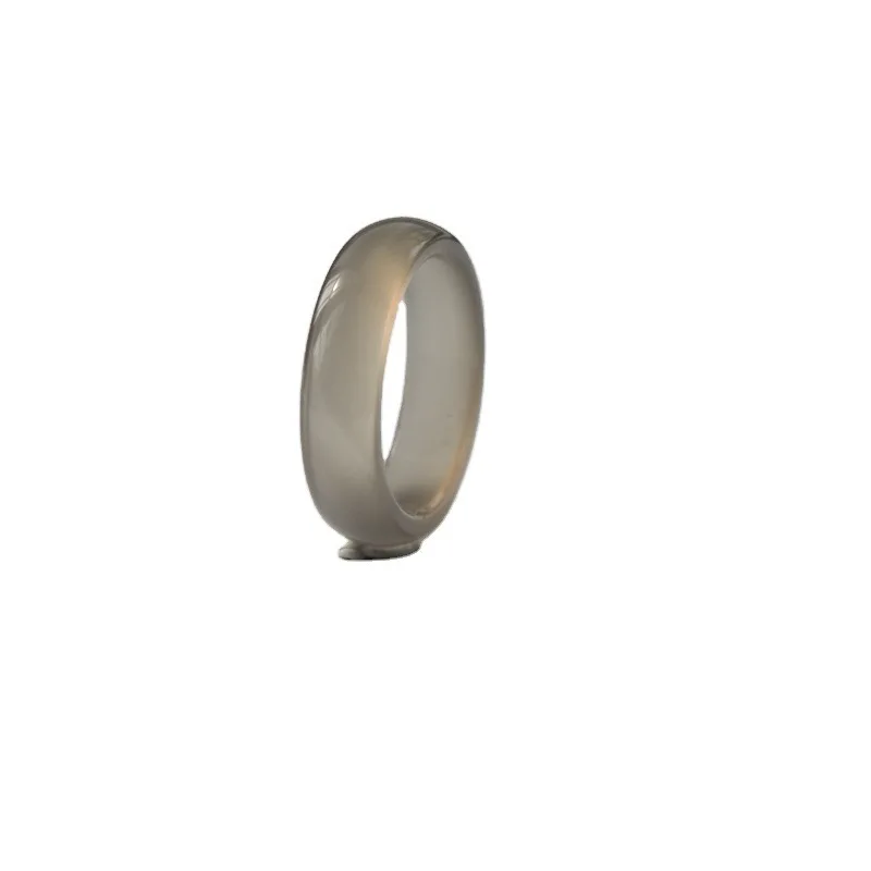 Natural agate smoky gray jade rings jewelry gemstone band ring jade stones for women jewellery luxury jewelry women rings