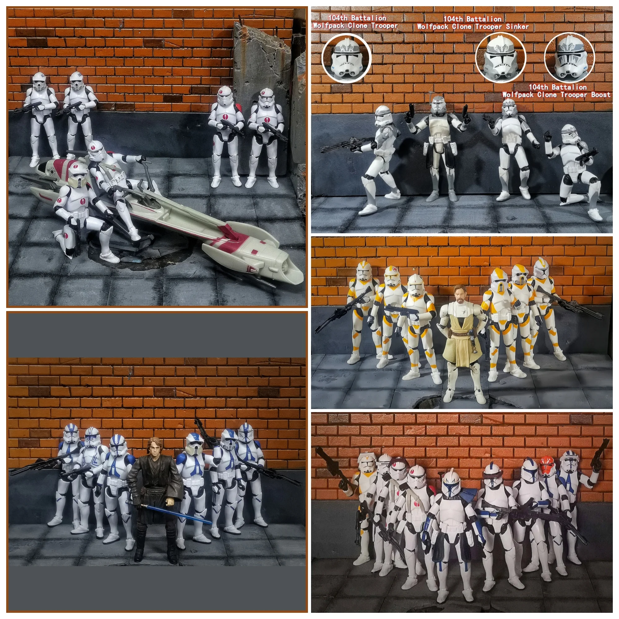 Star Wars 3.75 Inch  Clone Trooper 1/18 501st 104th Wolffepack  212th Cody Action Figure  Hardcase REX Toys Model Loose