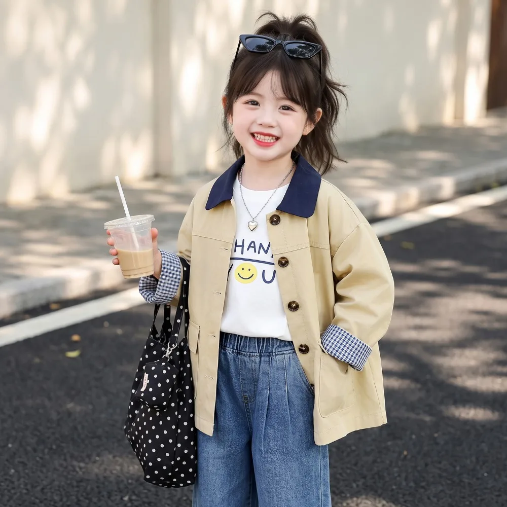 2026 New Spring Autumn Trench Coat For Middle Little Girls, Trendy Stylish Long Sleeve Outerwear Baby Girls Fashion Fall Clothes