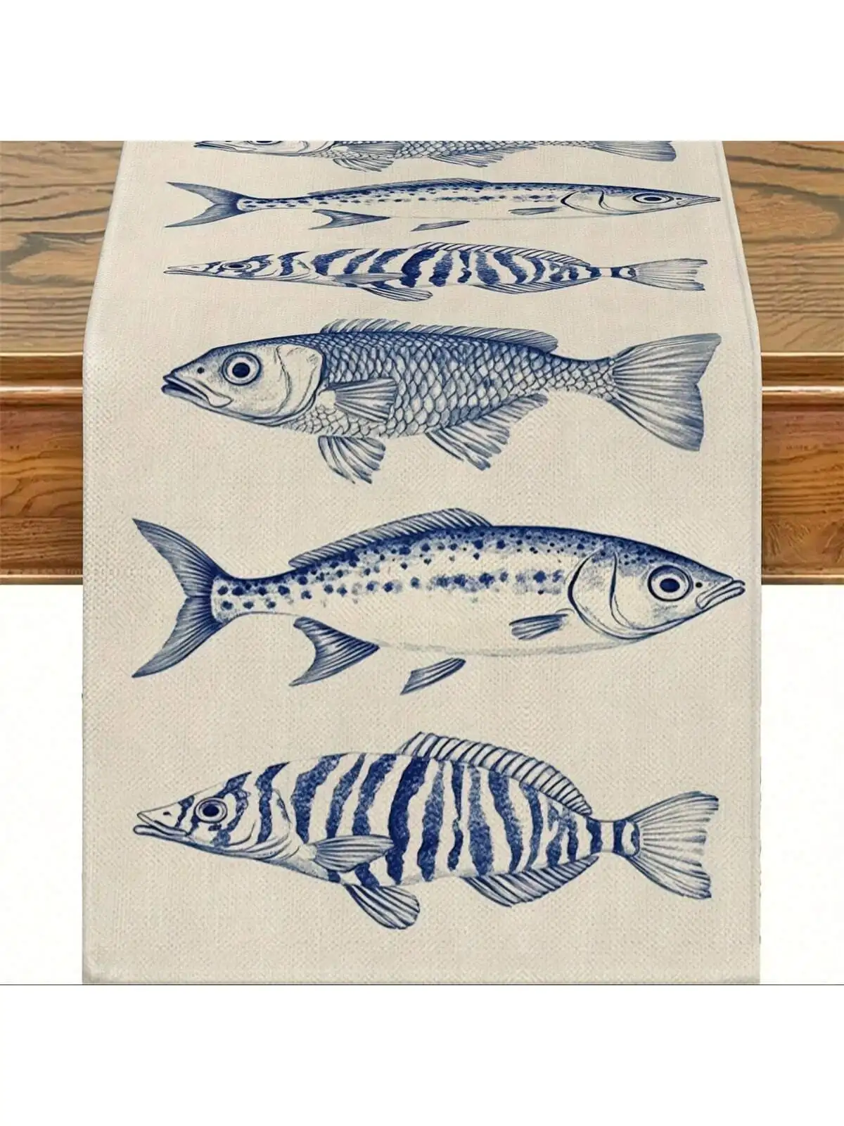 

1 Piece of Ocean Theme Tablecloth with Bright Sea Fish Pattern - Blue and White Stripesd Fish Design for Beach Parties
