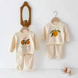 MILANCEL Kid's Baby Hoodies Set 2024 Autumn Boys' Fruit Print Pullover Tracksuit Girls' Long Sleeve Top + Pants Casual 2Pcs