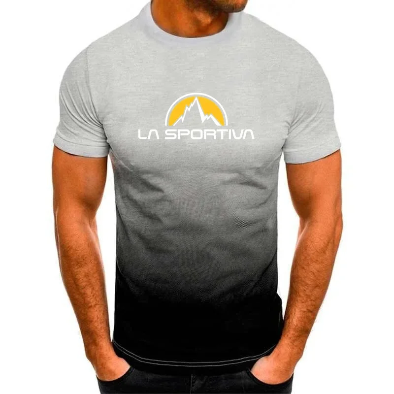 La Sportiva Letter Print Summer Men\'s Breathable and Comfortable O-Neck T-Shirt Men Casual Sports Running Short Sleeve T-Shirts