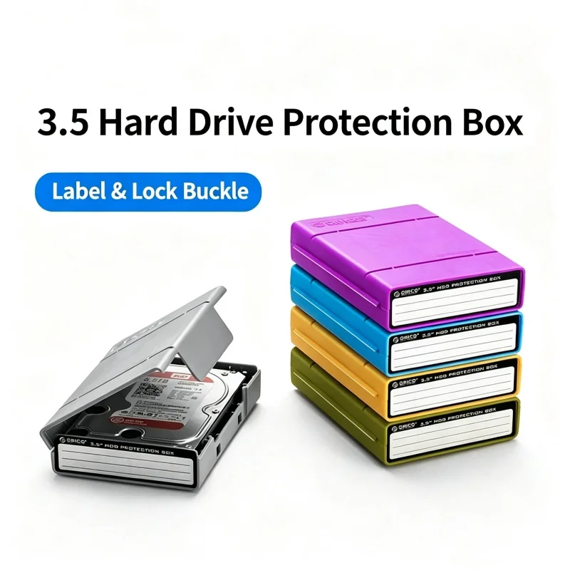 ORICO PHP-35 3.5 Inch SATA HDD Storage Box Shockproof Anti-Static PP Hard Drive Case Stackable With Writeable Label