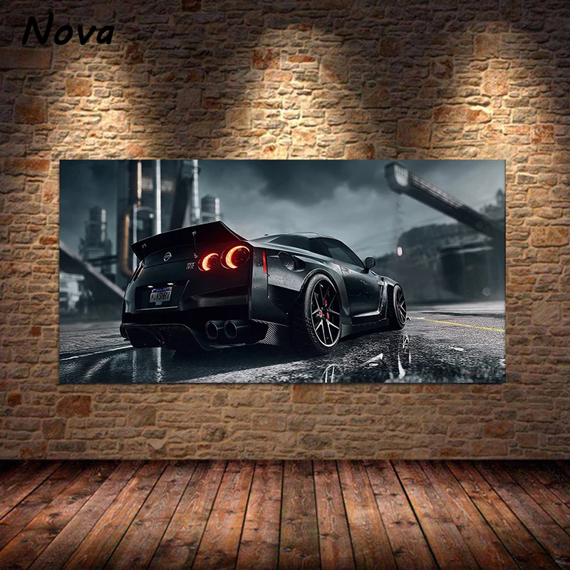 Car Wall Art Picture Nissan GTR R34 VS Supra Vehicle Modern Canvas Painting Poster and Print for Living Room Bedroom Home Decor