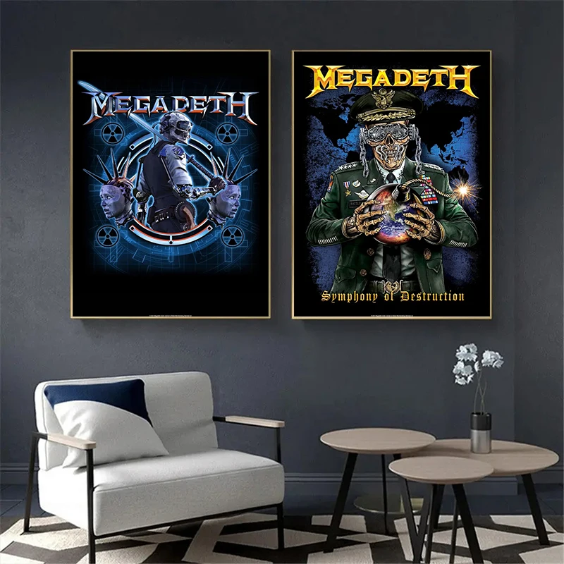 Vintage Heavy Metal Rock Band Megadeths Album Poster Canvas Painting and Prints Hip Hop Singer Wall Art for Home Room Decor Gift