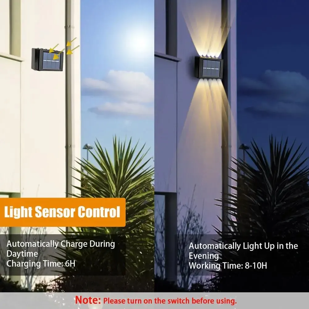 2 Stuks Outdoor Solar Led Deck Lights Ip65 Waterdicht Up Down Wandlamp Voor Patio Pad Trappen Tuin Hek Decor