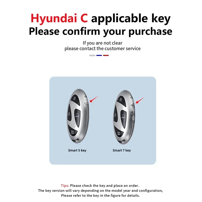 5 7 Buttons Zinc Alloy + Silicone Car Key Case Cover For Hyundai Kona Ev Grandeur GN7 IONIQ 6 2023 2024 Remote Key Protect Shell