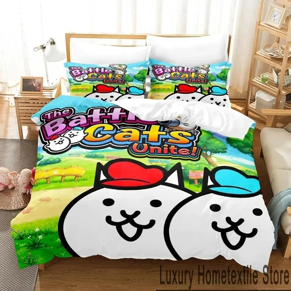 

Game The Battle Cats Unite Bedding Set Boys Girls Twin Queen King Size Duvet Cover Pillowcase Bed boys Adult Home Textile