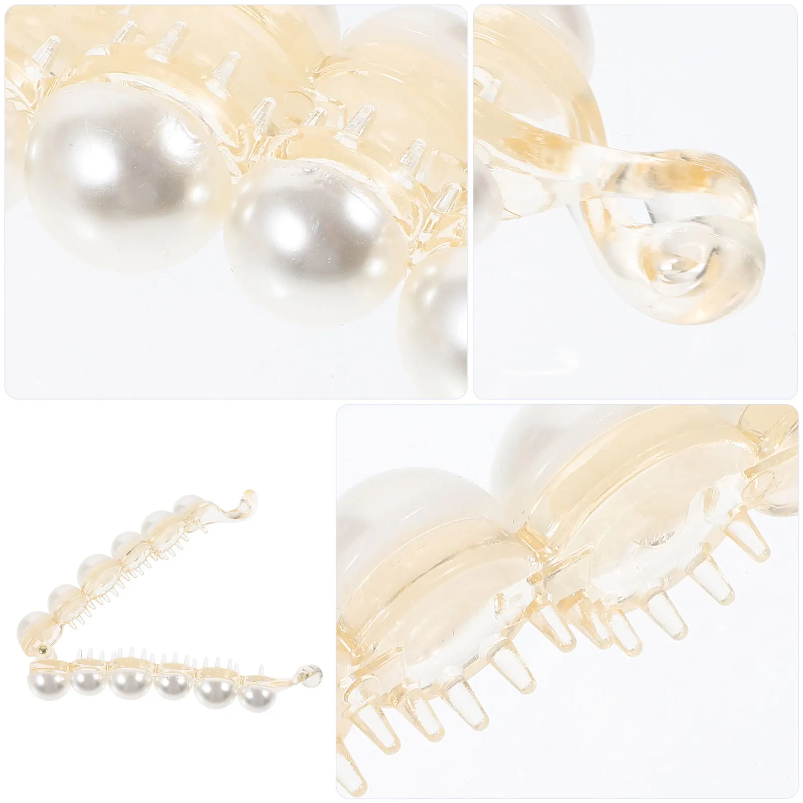 

Pearl Clasp Toothed Banana Hair Clip For Ponytail French Barrettes Fishtail Clip Pearl Clincher Combs Styling Clamp Hair