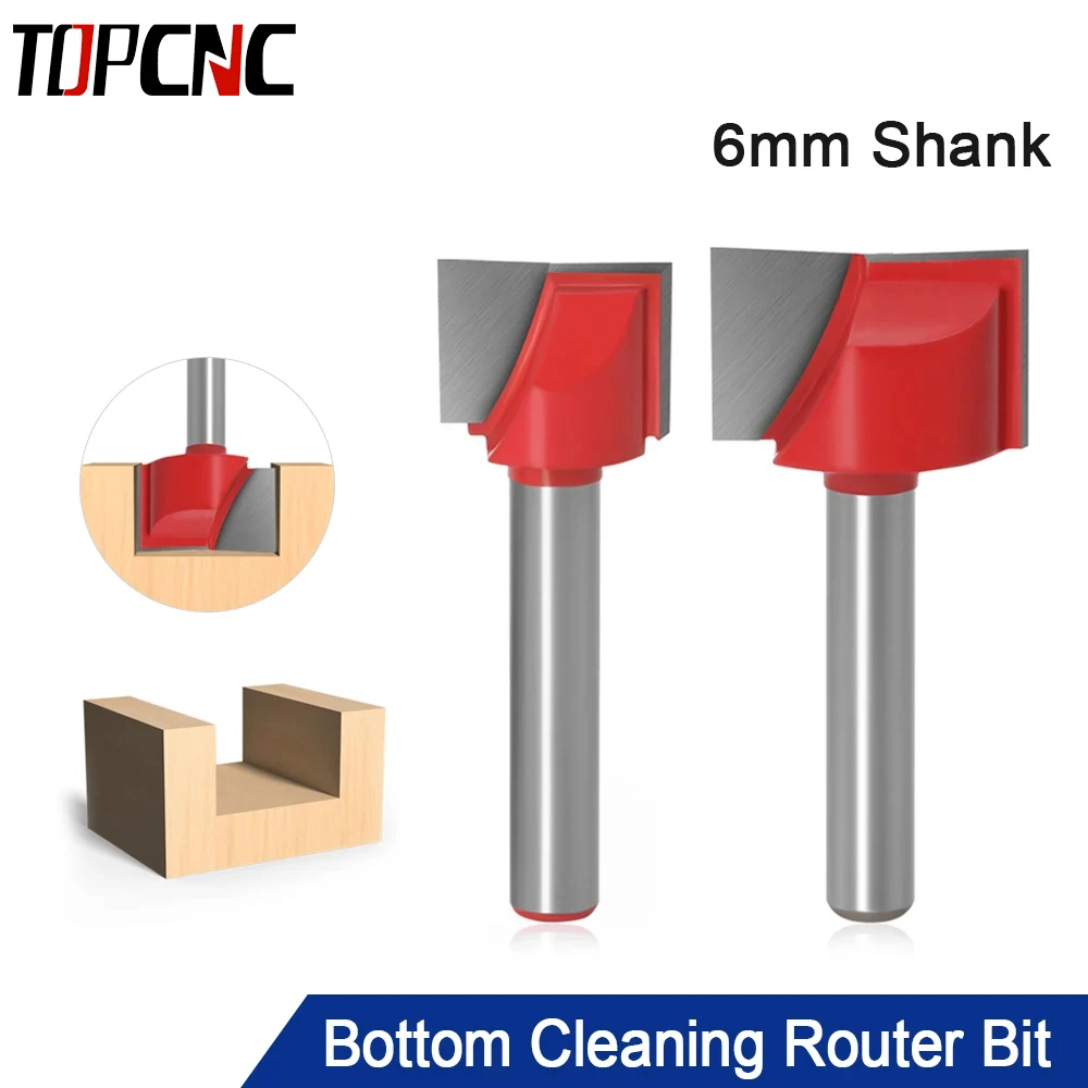 

TOP CNC Dia.6mm Shank Surface Planing Bottom Cleaning Wood Milling CNC Milling Cutter Wood Router Bit Woodworking Tool 8-32mm