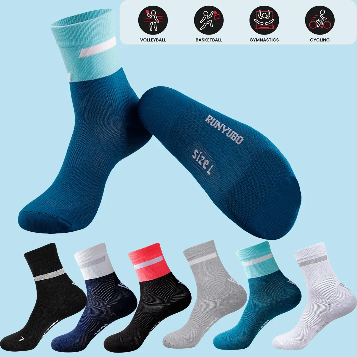 

1 пара мужских велосипедных носков, износостойкие, впитывающие пот, тренировочные носки, носки для бега