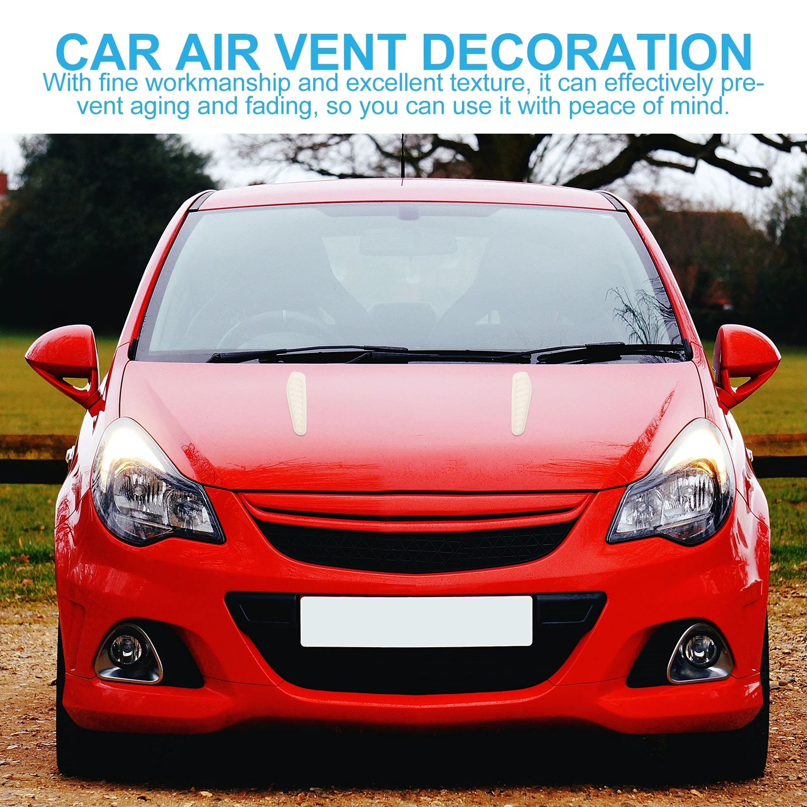 

1 Pair Car Hood Engine Cover Decorative Air Flow Intake Vent Cover Sturdy Plastic Durable Easy Install Universal Fit Car