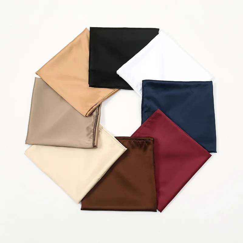 무슬림 여성 히잡 랩 패션 헤어 스카프 캐주얼 이슬람 터번 여성 반다나용 플레인 실크 90 스퀘어 스카프 새틴 헤어밴드