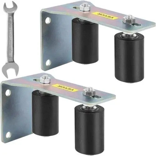 2-Pack 3 Black Nylon Gate Roller Guide with Zinc-Coated L-Bracket & Adjustable Bolts for Sliding Gates