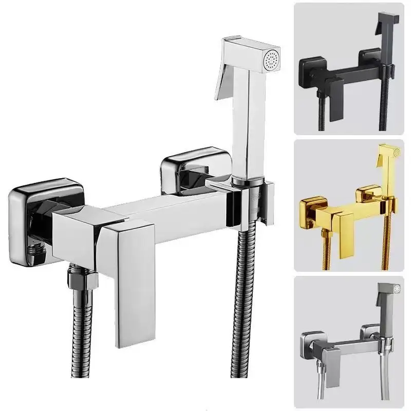 

Brushed Gold Brass Bidet Faucet Toilet Faucet Handheld Bidet Sprayer Set Cold Hot Water Mixer Crane Bathroom Shower Head