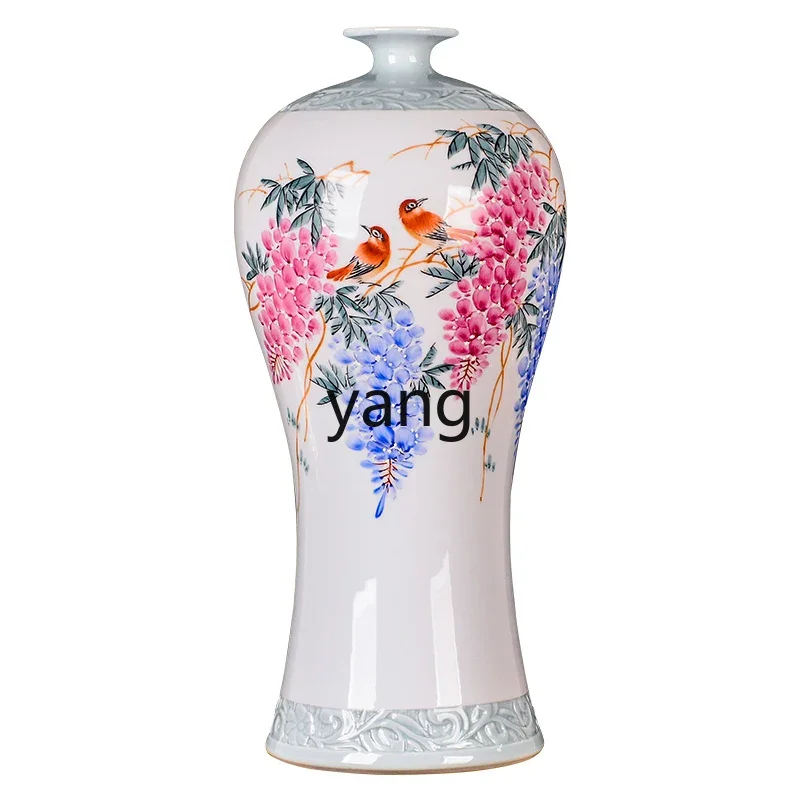 XYY pottery master hand-painted vase flower arrangement home living room entrance ornament