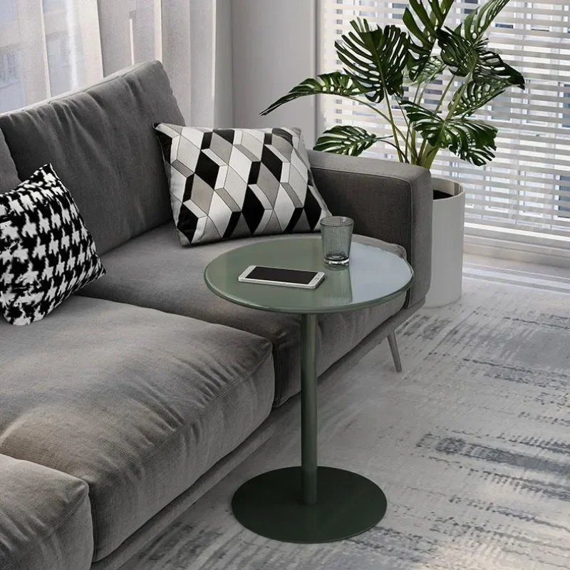 Simple Cream Style Luxury Sofa Side Table Bedroom Bedside Table Round Tables Blue Coffee Tables Tea Table Living Room Furniture