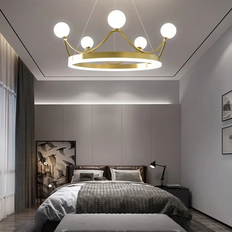 

Modern 2025 New Modern Luxury LED Crown Chandelier Lighting Lovely Kids Children's Room Pendant Ceiling Lamp AC220V /110V