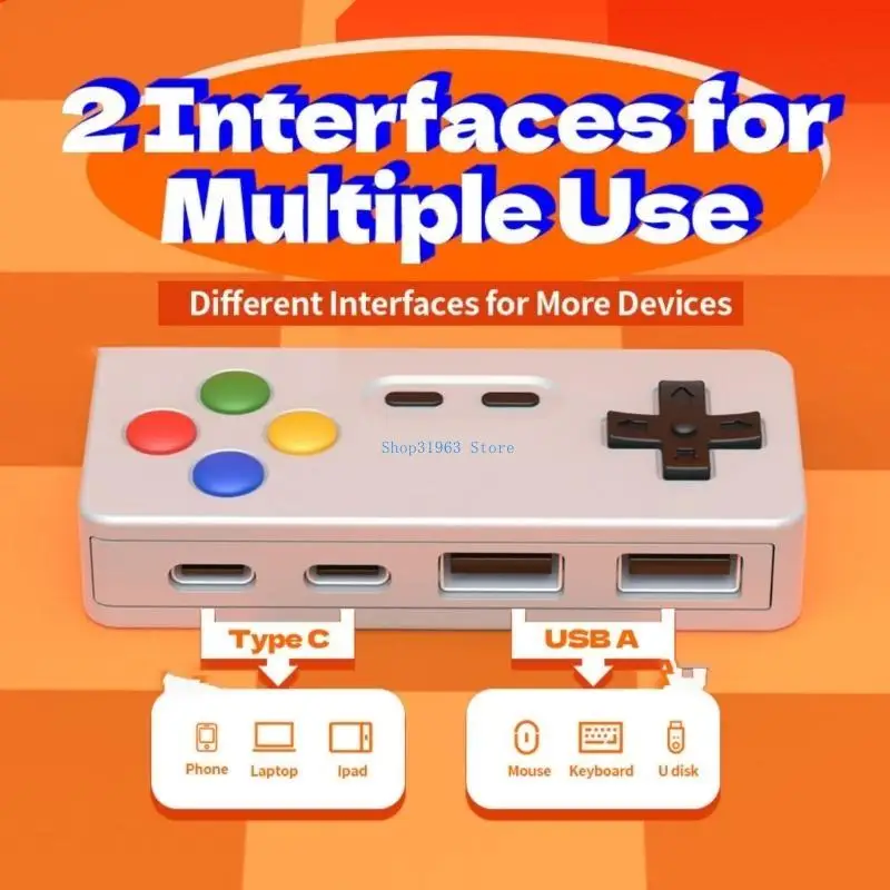 

L4MA Creative Gamepad USB Hub with 2 Type C and 2 USB Port Converters for PC, Laptop, and Connectivitys