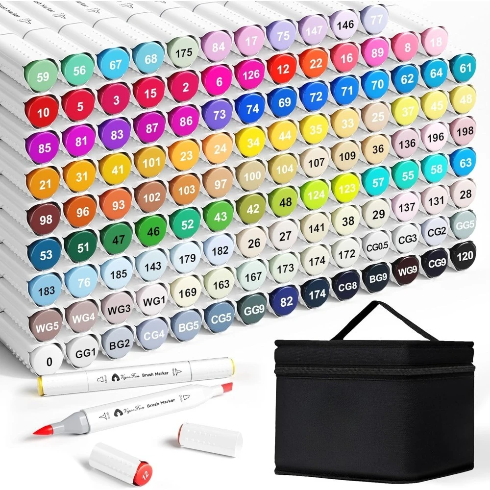 

Alcohol Markers Brush Tip 122 Colors Dual Tip Artist Brush and Chisel Tip Sketch Art Paint Marker Pens for Kids Adults