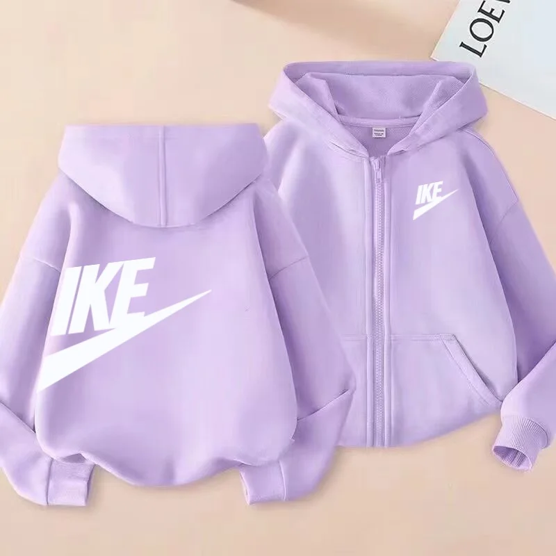 

Kids Sweatshirt Zipper Style Hoodie Cardigan Girls Boy Charming letter Clothes Trend Tracksuits 3-12 Years Casual Loose Coat Top