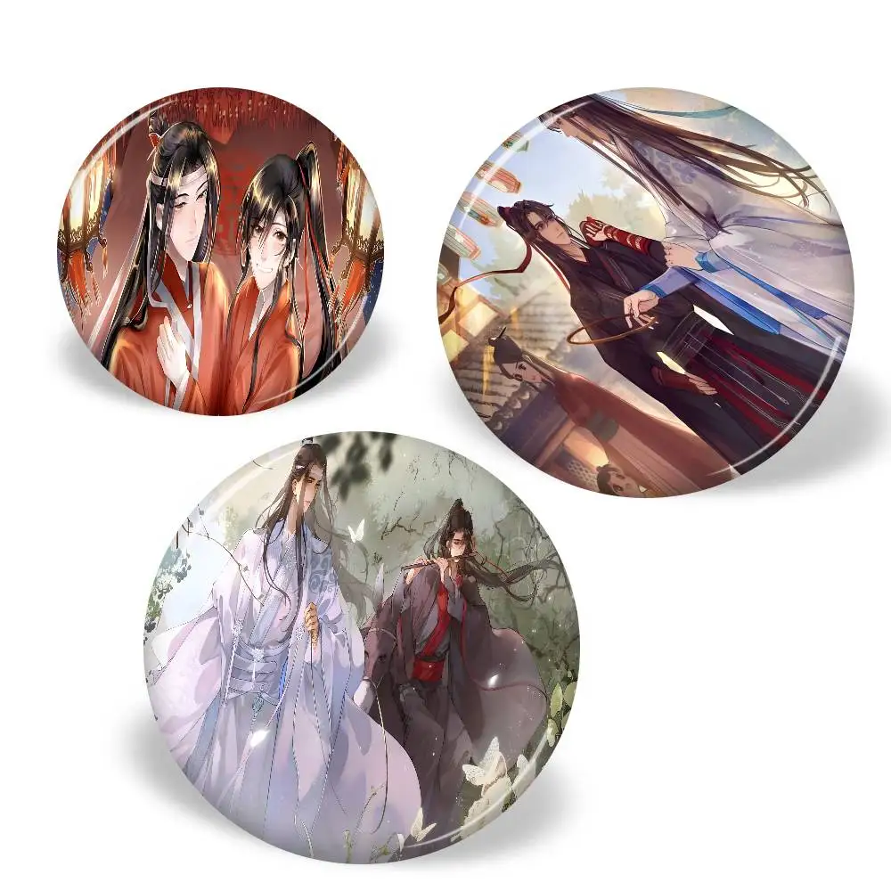 Anime Mo Dao Zu Shi Round Button Pins Slogan Creative Brooches Backpack Clothes Decoration Fashion Cartoon Jewelry Gifts