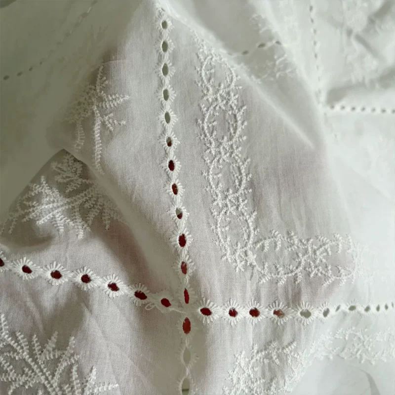 Cotton Fabric Embroidered Little Flower Pajamas Summer Dresses Curtains Tablecloths Decorative Handmade Fabrics