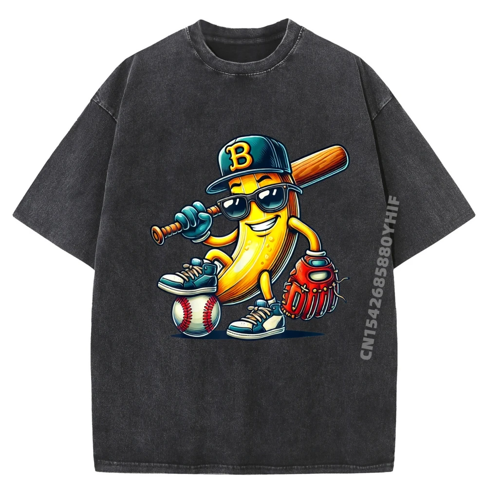 

Cool Banana Baseball Player Funny Sports Lover Graphic T Shirts Men Oversized Tshirts Men Washed Tee Shirt Normal