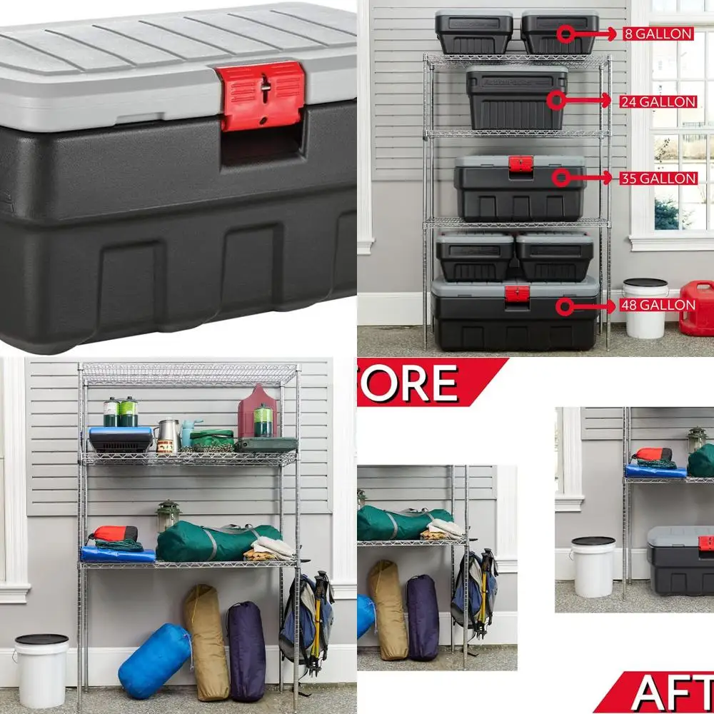 

Rugged 35 Gallon Grey and Black Outdoor Lockable Storage Box for Industrial Use