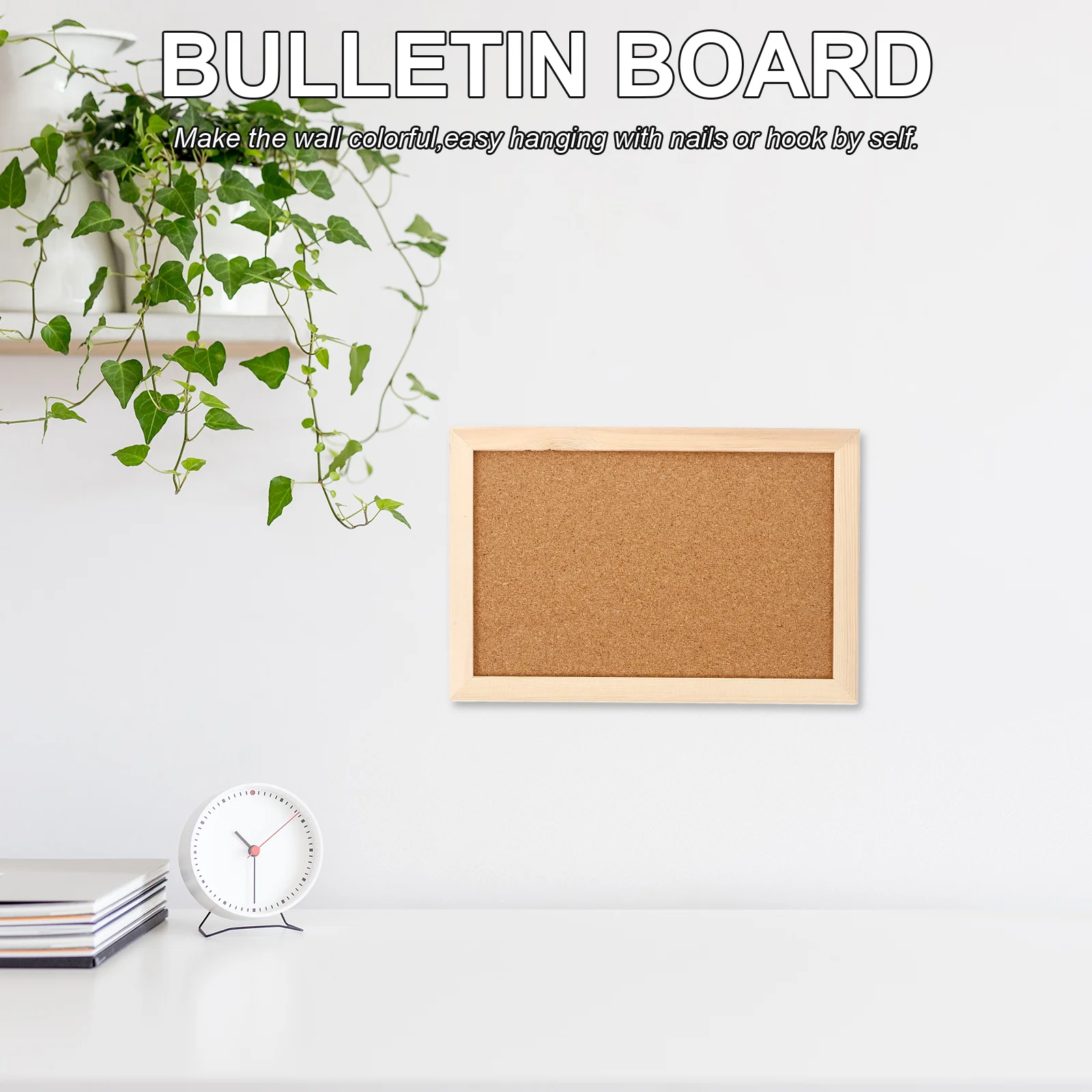 2Pcs Bulletin Board Natural Cork Surface Hanging Bulletin Boards for Office School Home Message Notice Display Board
