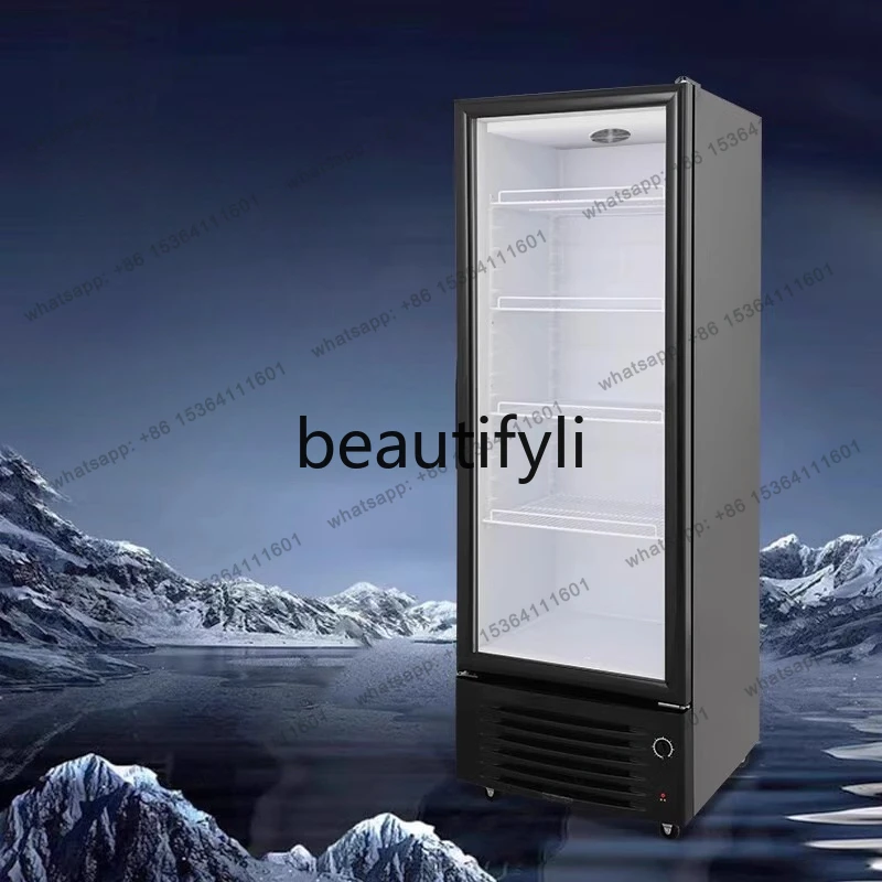 Display, commercial freezer vertical single door, cabinet refrigerated air-cooled and frost-free, fresh-keeping cabinet