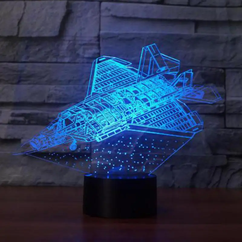 

Aircraft 3d Night Light 7 Color Change Nightlight Novelty Luminaria Led Powerbank Usb Led Wireless 3d Light Fixtures