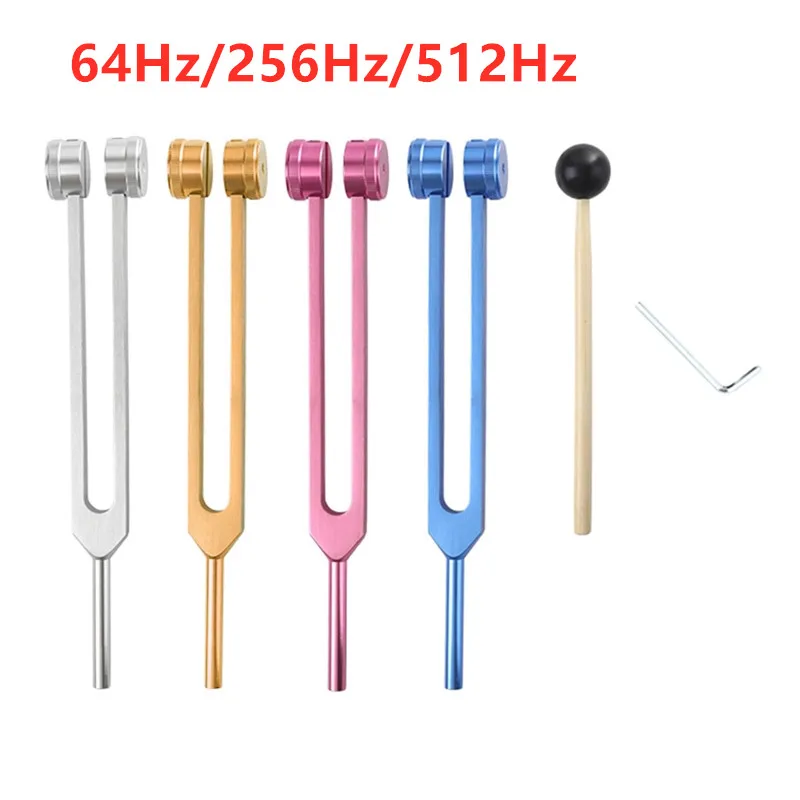 Aluminum Medical Tuning Fork - 64 Hz / 256 Hz / 512 Hz Chakra Hammer With Mallet Set Nervous System Testing Tuning Fork