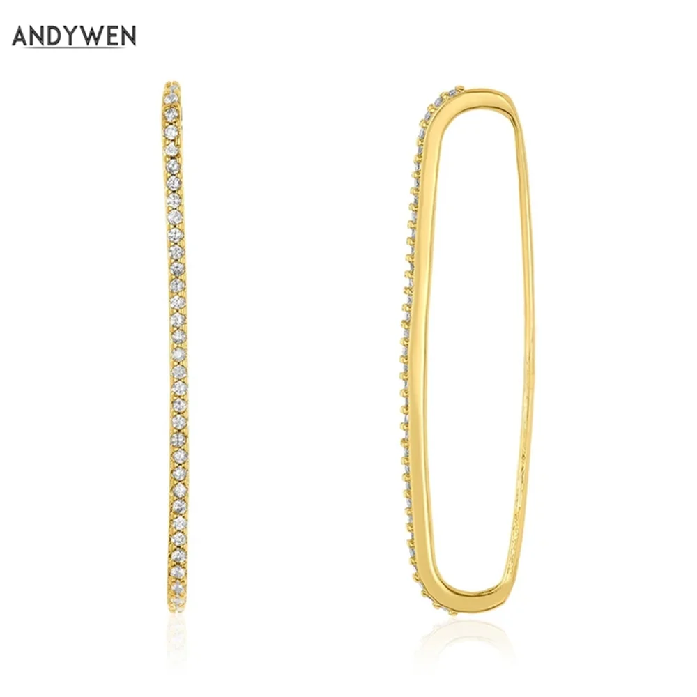 ANDYWEN 925 Sterling Silver Pave EarBar EarCuff No Piercing Clip On Earrings Ear Bars Cuffs Women 2021 Luxury Jewelry
