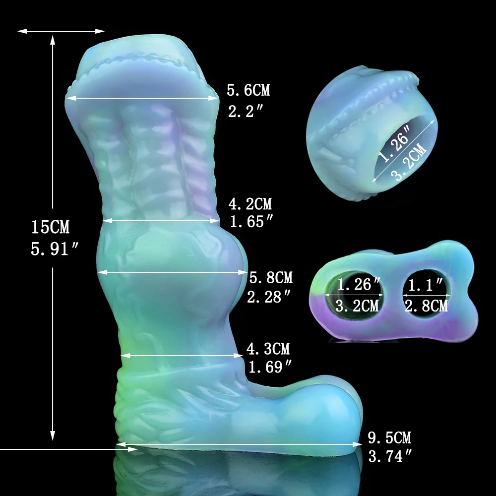 FAAK Large Silicone Dog knot Penis Sleeve Strecthable Fantasy Luminous Horse Dildo Sheath With Anti-drop Ring Sex Toys For Men