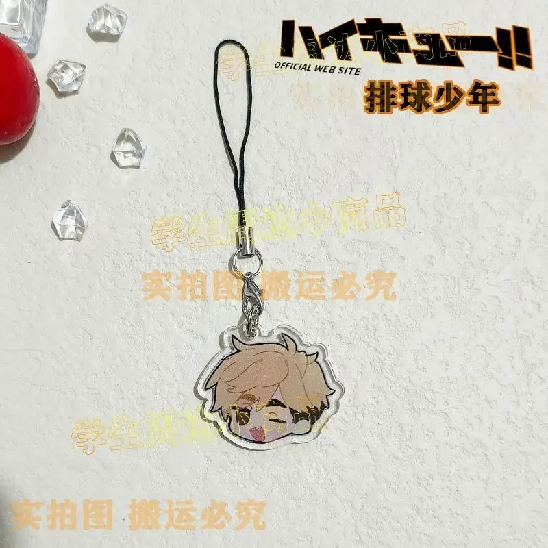 Haikyuu Anime Phone Chain Kozume Kenma Oikawa Tooru Cartoon Rope Lanyard Acrylic Pendant Kawaii Hanging Q Version Accessories