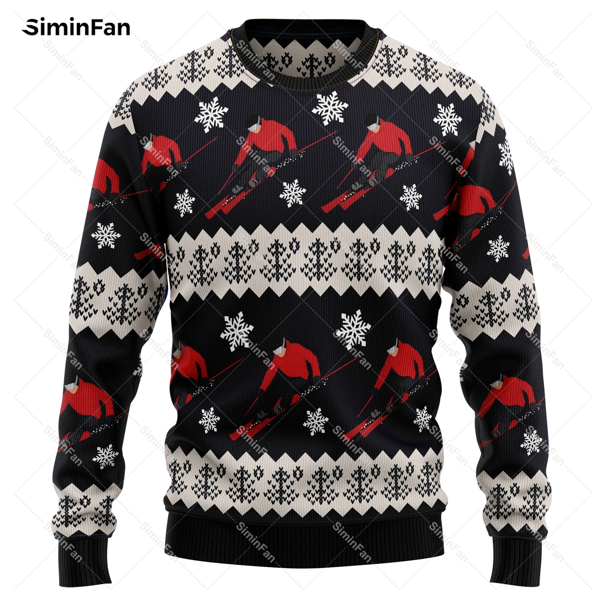 

Santa Claus Skiing Ugly Christmas Sweater 3D Printed Men Pullover Sweatshirt Long Sleeve Shirts Coat Unisex Outwear Streetwear 2