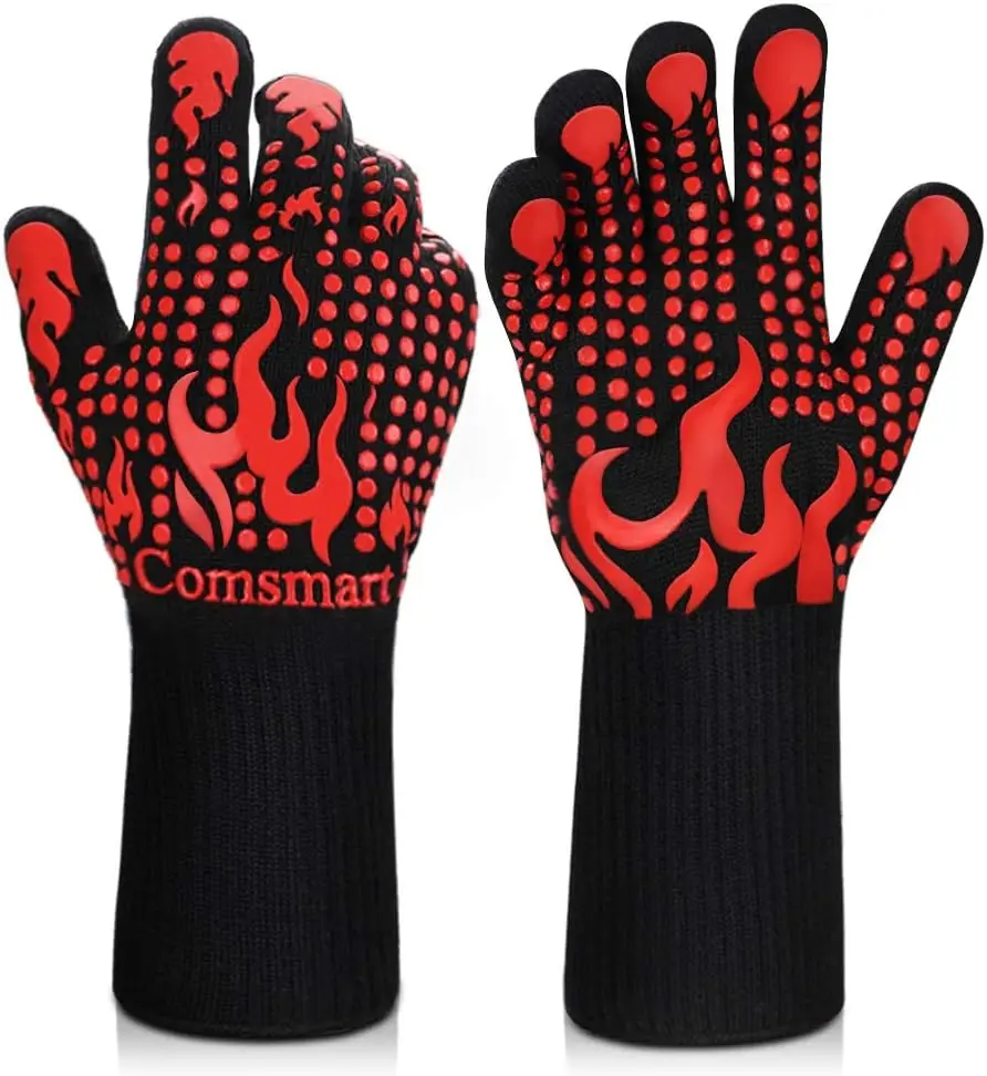 Guantes para barbacoa Comsmart 1472 ° F Manoplas de horno largas antideslizantes de silicona resistentes al calor para cocinar barbacoa y hornear