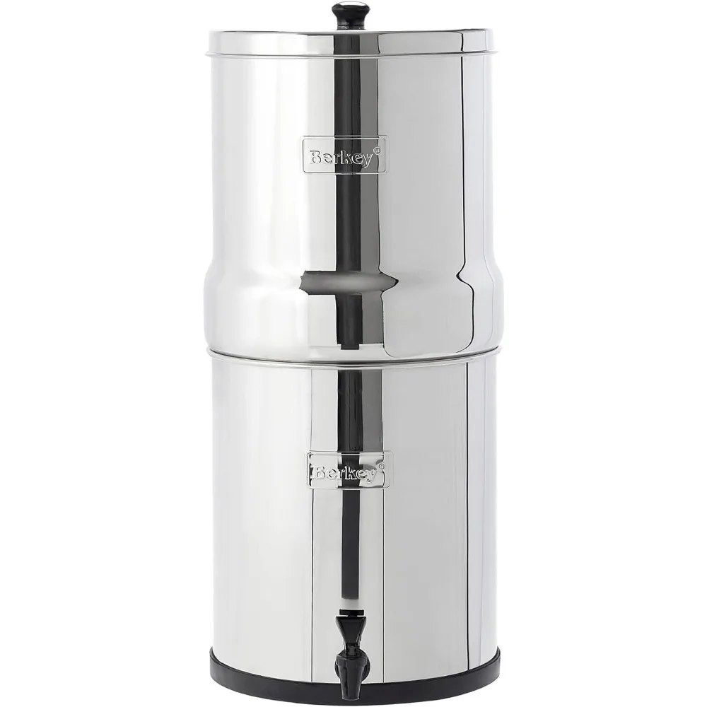 Gravity-Fed Stainless Steel Countertop Water Filter System 2.25 Gallon with 2 Authentic Black Berkey Elements BB9-2 Filters