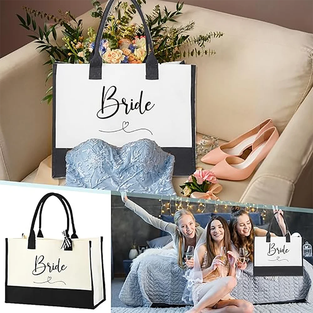 1 pz decorazione di nozze Tote Bag sposa per essere regali per fidanzamento addio al nubilato anniversario viaggio Canva per forniture per feste