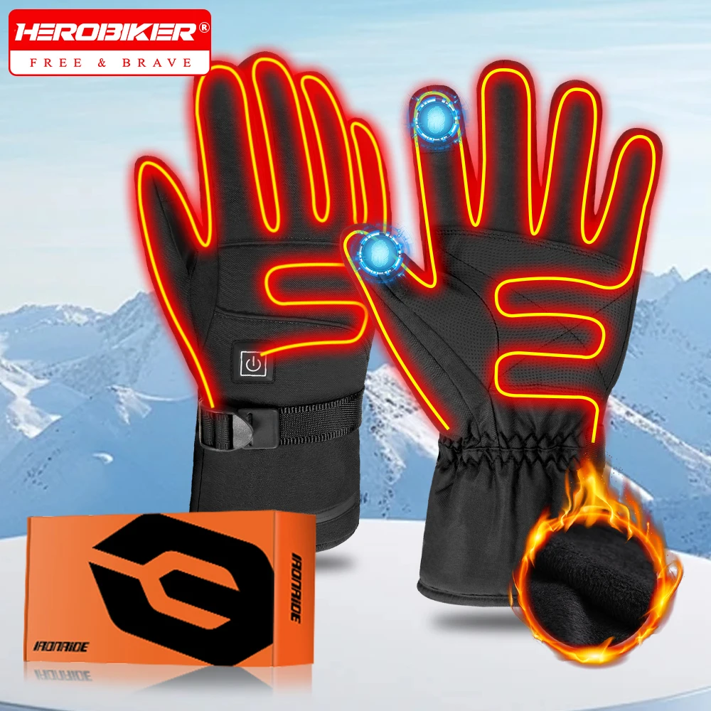 

Heated Motorcycle Gloves Winter Electric Rechargeable Battery Heat Gloves Waterproof Electric Heating Hand Warmer Skiing Glove