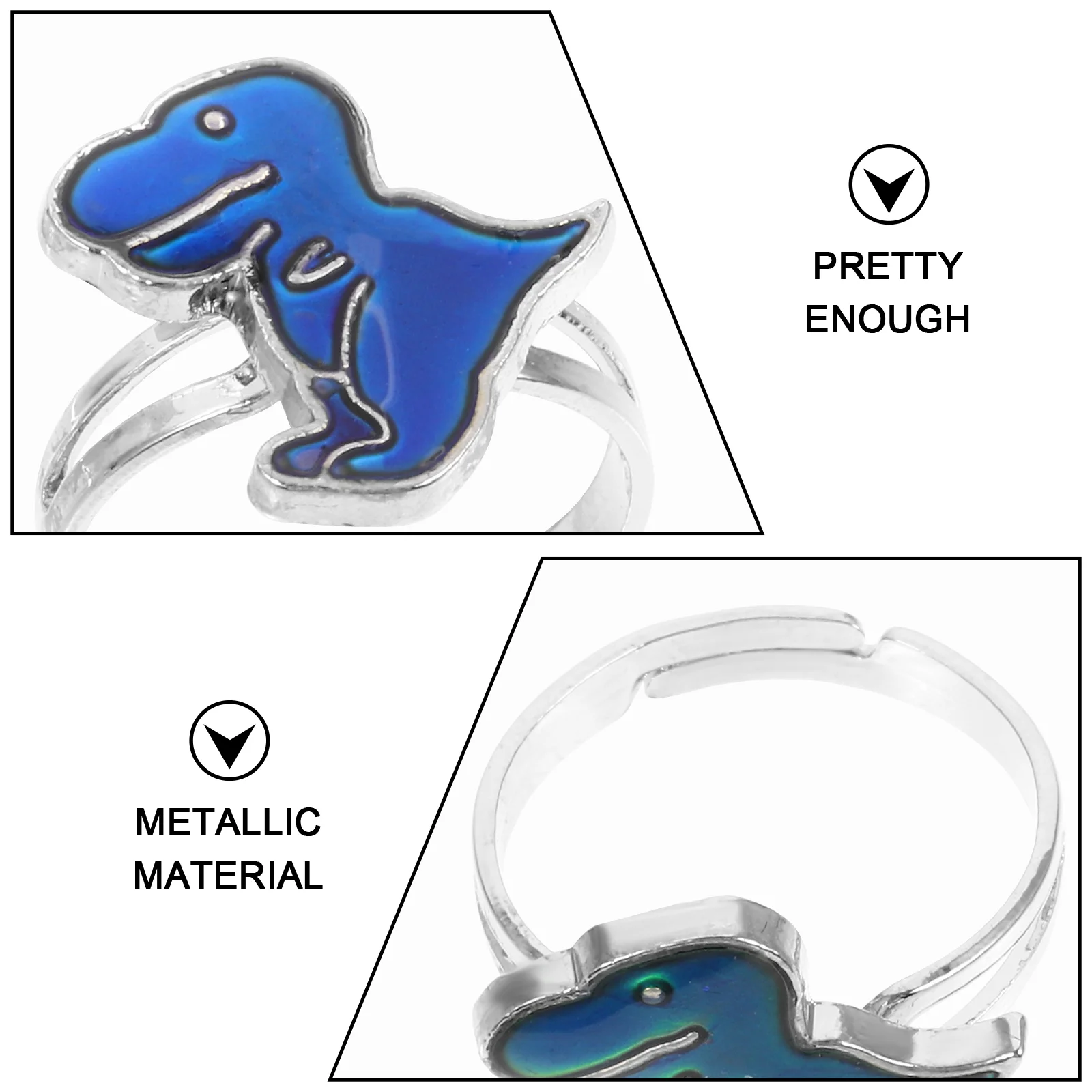 4Pcs Mood Rings Dinosaur Open Band Ring Color Change Ring for Kids Boys Girls mood ring for women mood rings for kids