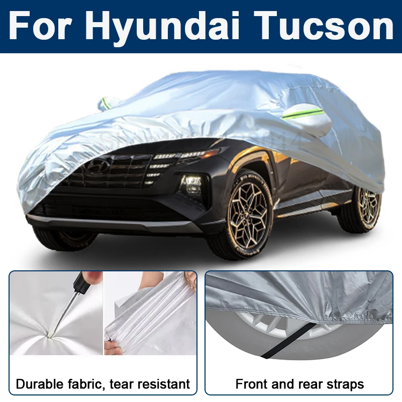 

Всепогодный чехол для автомобиля Hyundai Tucson с отражающими полосами, водонепроницаемый, снегозащитный, пылезащитный, с защитой от УФ-излучения, автоаксессуары