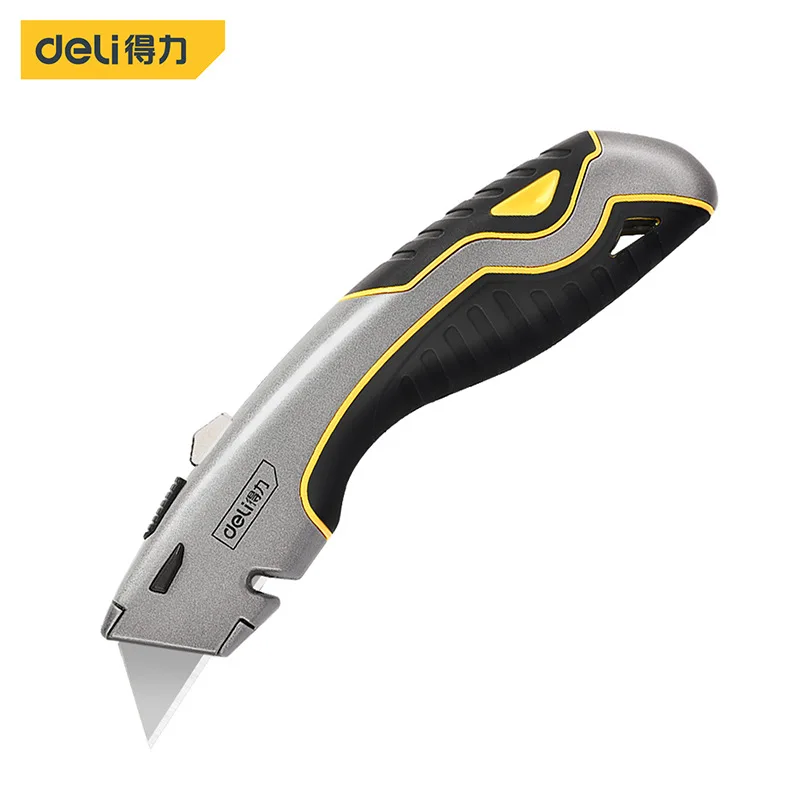 Deli Multifunctional Utility Knife Retractable Sharp Cut Heavy Duty Steel Break With 3 Blades Paper Cut Electrician Professional